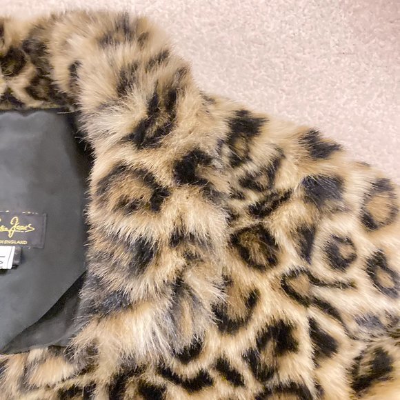 Vintage Faux Fur Animal Print Short Length Coat UK Size 16 - Picture 14 of 15